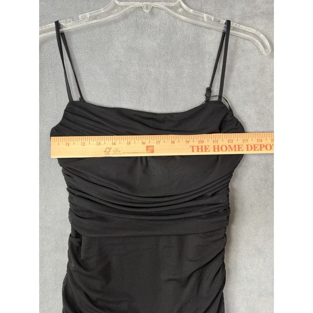 Express Women's Body‎ Contour Mesh Ruched Midi Black Dress Club Party Small NWT